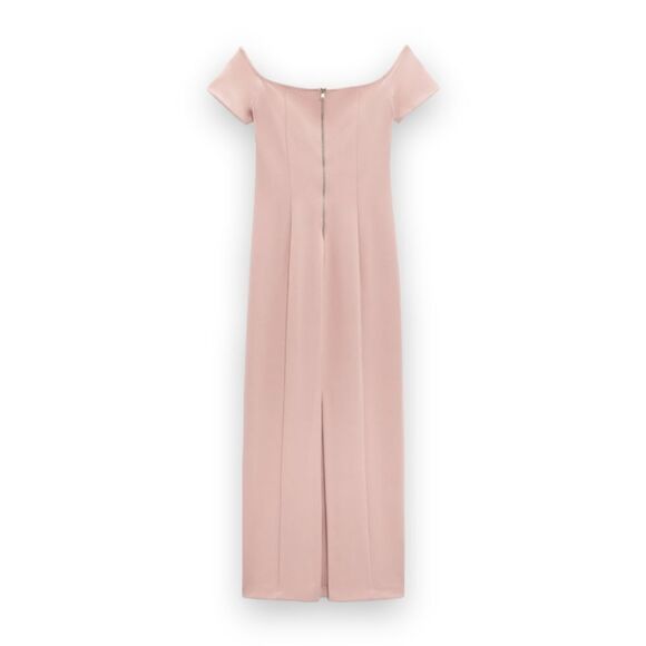 Zara Top Stitched Pale Pink Off The Shoulder Midi Dress US XS BNWT - Picture 9 of 11